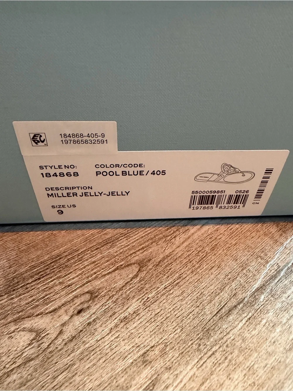 Tory Burch Clear Light Blue Logo Jelly Flats